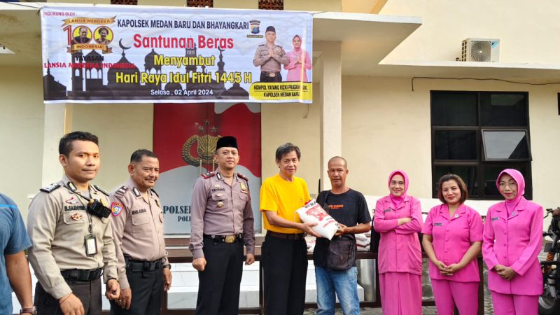 YLMI Bersama Polsek Medan Baru Salurkan Bantuan 600 Paket Beras Ke Abang Betor, Penyapu Jalan dan Warga Pra Sejahtera
