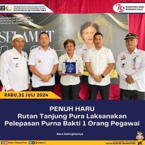 PENUH HARU, Rutan Tanjung Pura Laksanakan Pelepasan Purna Bakti 1 Orang Pegawai