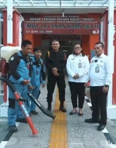 Cegah DBD, Rutan Kls I Medan Bekerja Sama Dengan PT ETOS INDONUSA Kota Medan Lakukan Fogging