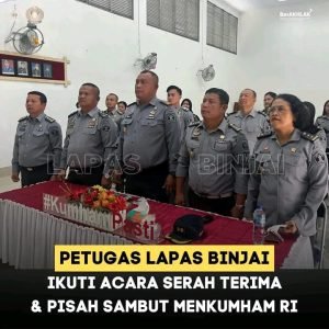 Lapas Binjai Ikuti Serah Terima Jabatan dan Pisah Sambut Menteri Hukum dan HAM Secara Virtual