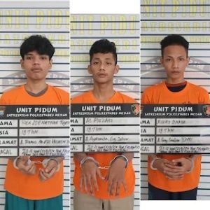 Tiga Anggota Geng Motor Ditangkap Patroli Presisi Polrestabes Medan