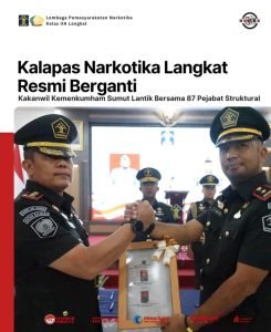 Kepala Lapas Narkotika Langkat Resmi Berganti, Kakanwil Kemenkumham Sumut Lantik Bersama 87 Pejabat Struktural