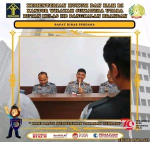 Kepala Rutan Pangkalan Brandan Perkenalan Diri dan Berikan Arahan dalam Rapat Dinas
