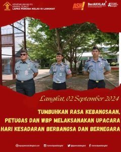 Tumbuhkan Rasa Kebangsaan, Jajaran Petugas dan WBP Lapas Pemuda Kelas III Langkat Melaksanakan Upacara Hari Kesadaran Berbangsa dan Bernegara