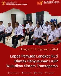 Lapas Pemuda Langkat ikuti Bimtek Penyusunan LKjIP Wujudkan Sistem Transaparan