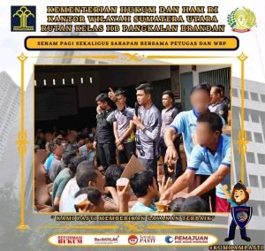 Sabtu Ceria, Rutan Pangkalan Brandan Laksanakan Senam Pagi Sekaligus Sarapan Bersama