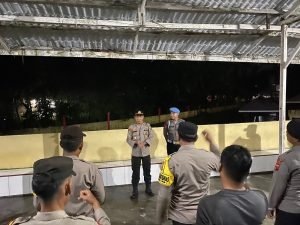 Personel Polres Binjai Diguyur hujan,tetap Laksanakan Patroli Malam