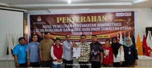 KPU Sumut Serahkan Hasil Penelitian Administrasi Calon Gubernur dan Wakil Gubernur 2024