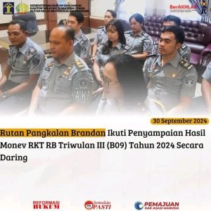 Rutan Pangkalan Brandan Ikuti Penyampaian Hasil Monev RKT RB Triwulan III (B09) Tahun 2024 Secara Daring