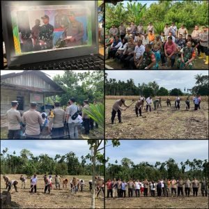 Kapolsek Kutalimbaru Bersama Masyarakat Desa Suka Rende Tanam Bibit Jagung