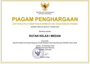 Rutan Kelas I Tanjung Gusta Medan Raih Predikat Unit Kerja Berbasis P2HAM Tahun 2024