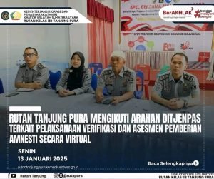 RUTAN TANJUNG PURA MENGIKUTI ARAHAN DITJENPAS TERKAIT PELAKSANAAN VERIFIKASI DAN ASESMEN PEMBERIAN AMNESTI SECARA VIRTUAL