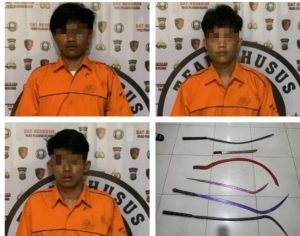 Sat Reskrim Polres Pelabuhan Belawan Tangkap Tiga Begal Bersenjata Tajam