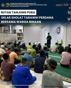 Rutan Tanjung puraGelar sholat Tarawih perdana bersama warga Binaan