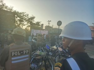 Personel Denpom 1/5 Ikuti Giat Patroli Pengamanan Asmara Subuh Keliling Kota Medan.