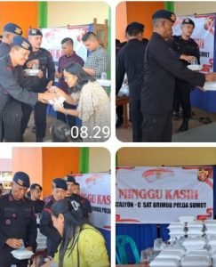 Personel Brimob Batalyon C Gelar “Minggu Kasih” dengan Aksi Sosial di Gereja Oikumene