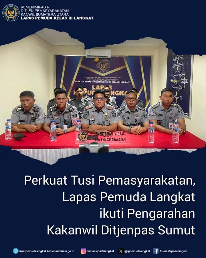 Perkuat Tusi Pemasyarakatan, Lapas Pemuda Langkat ikuti Pengarahan Kakanwil Ditjenpas Sumut