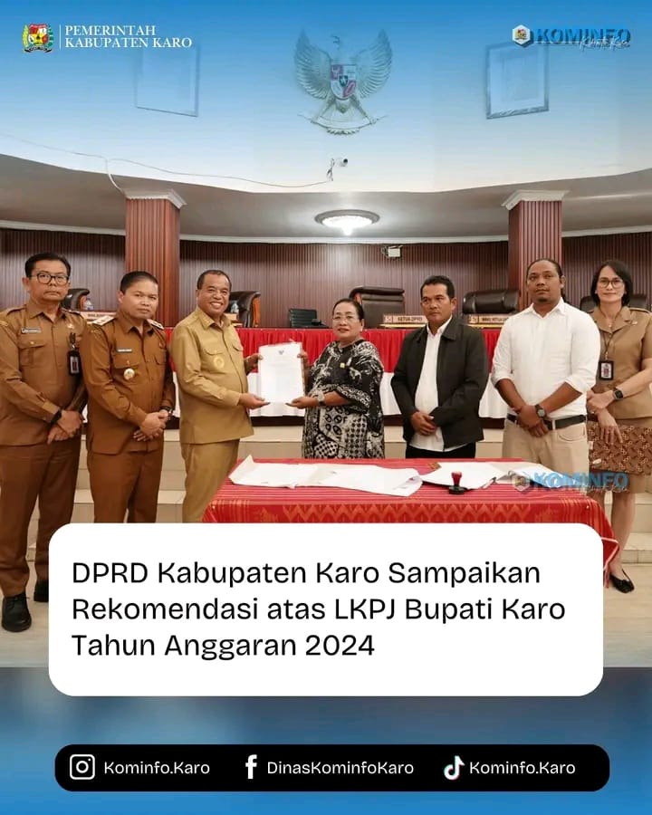 DPRD Kabupaten Karo Sampaikan Rekomendasi atas LKPJ Bupati Karo Tahun Anggaran 2024