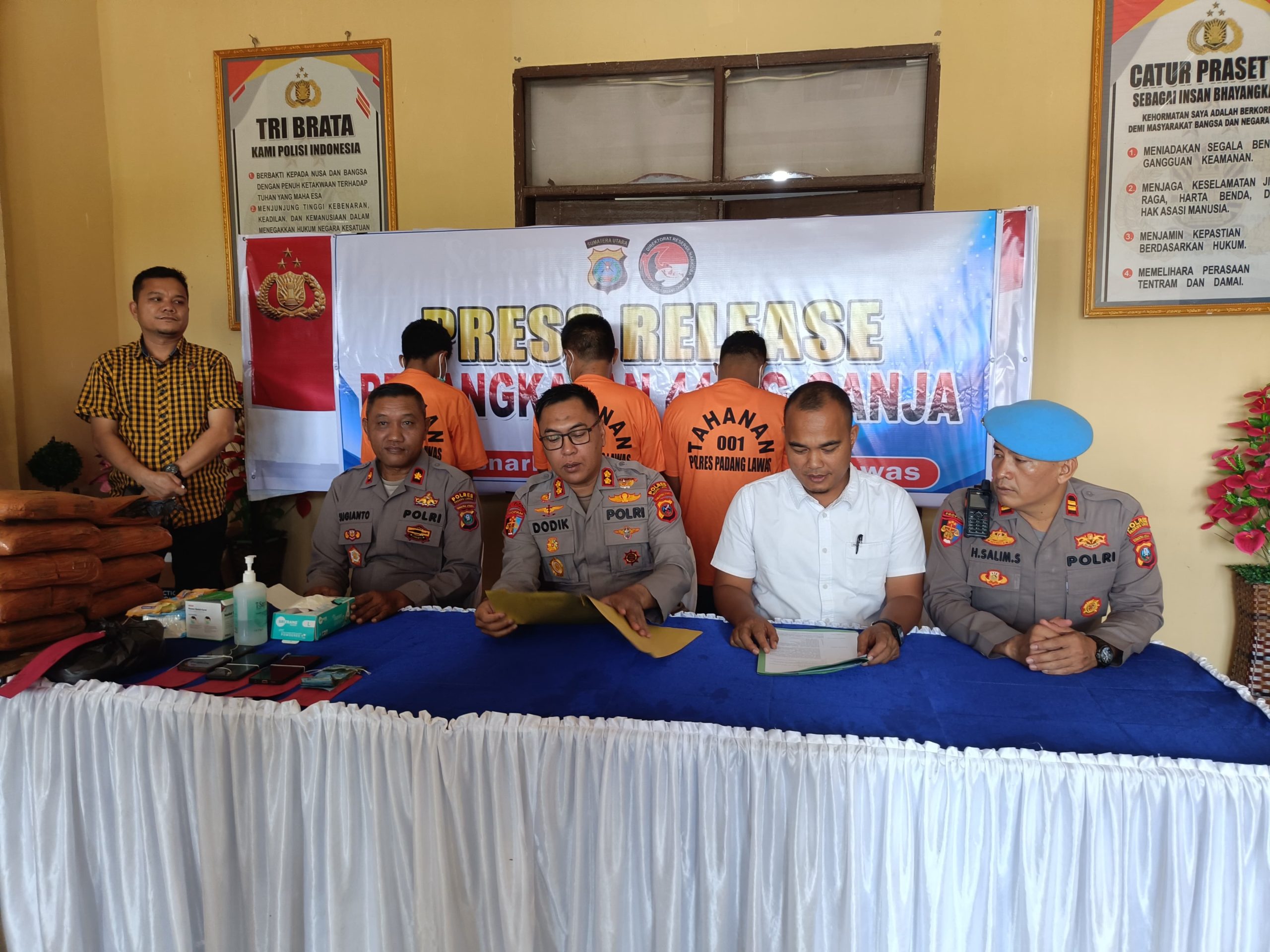 Polres Padang Lawas Pres Release Ungkap Kasus Narkotika Gol 1 jenis Tanaman Ganja sebanyak 44 Kg.