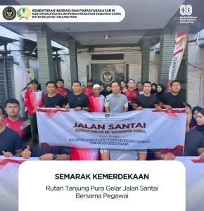 Semarak Kemerdekaan, Rutan Tanjung Pura Gelar Jalan Santai Bersama Pegawai”