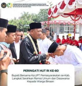 Peringati HUT RI Ke-80, Bupati bersama Ka. UPT Pemasyarakat se-Kab. langkat Serahkan Remisi Umum dan Dasawarsa Kepada Warga Binaan