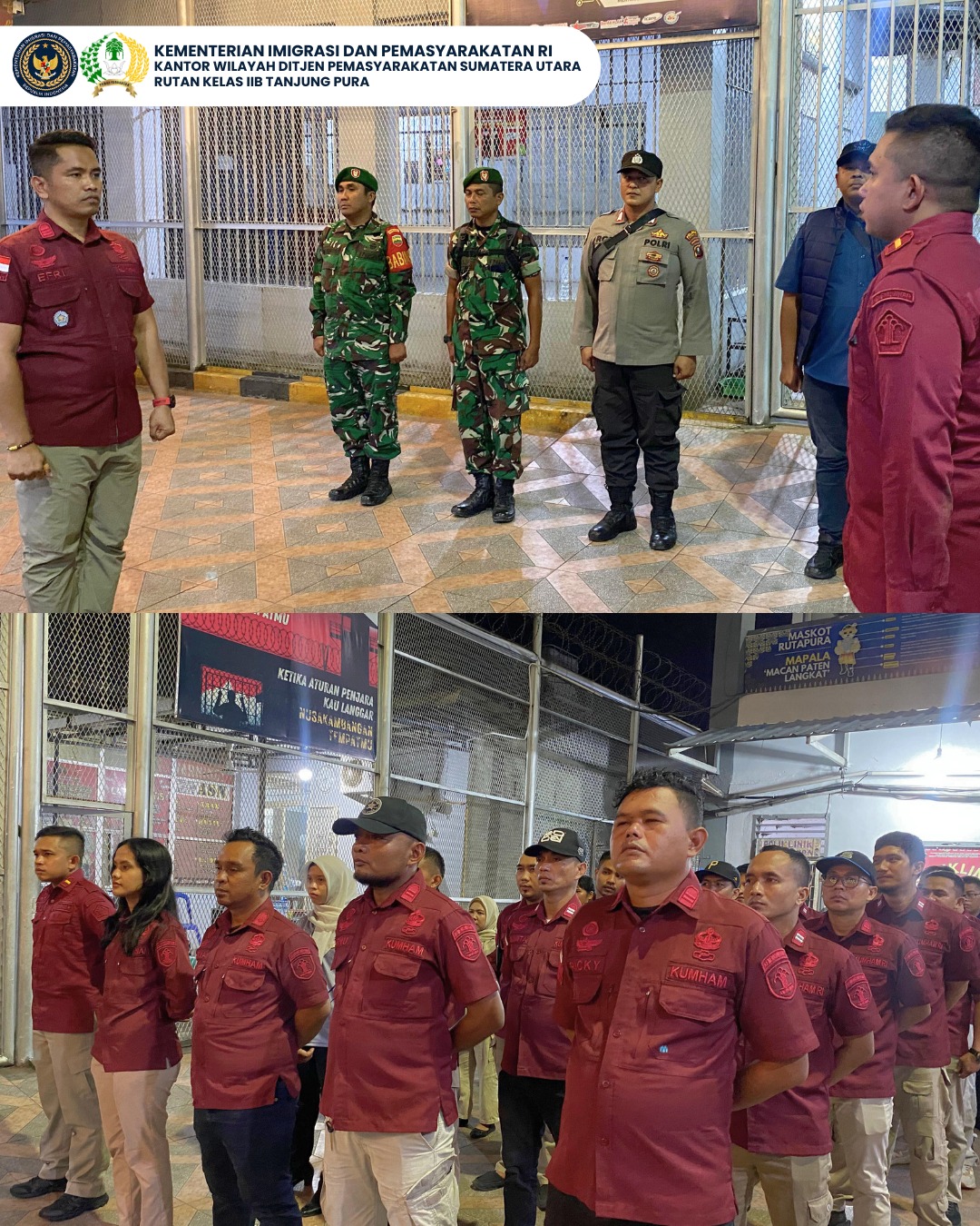 Cegah Gangguan KamtibRutan Tanjung Pura Gandeng BNN, TNI, dan POLRI Gelar Razia Gabungan