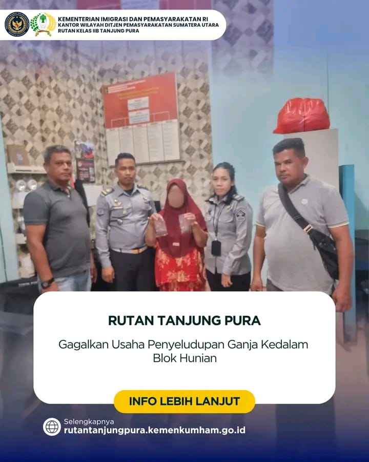 Rutan Tanjung PuraGagalkan Usaha Penyeludupan Ganja Kedalam Blok Hunian