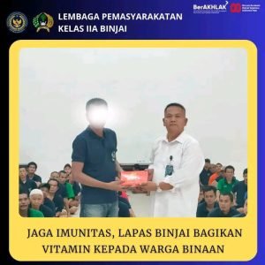 Jaga Imunitas Lapas Binjai Bagikan Vitamin Kepada warga Binaan