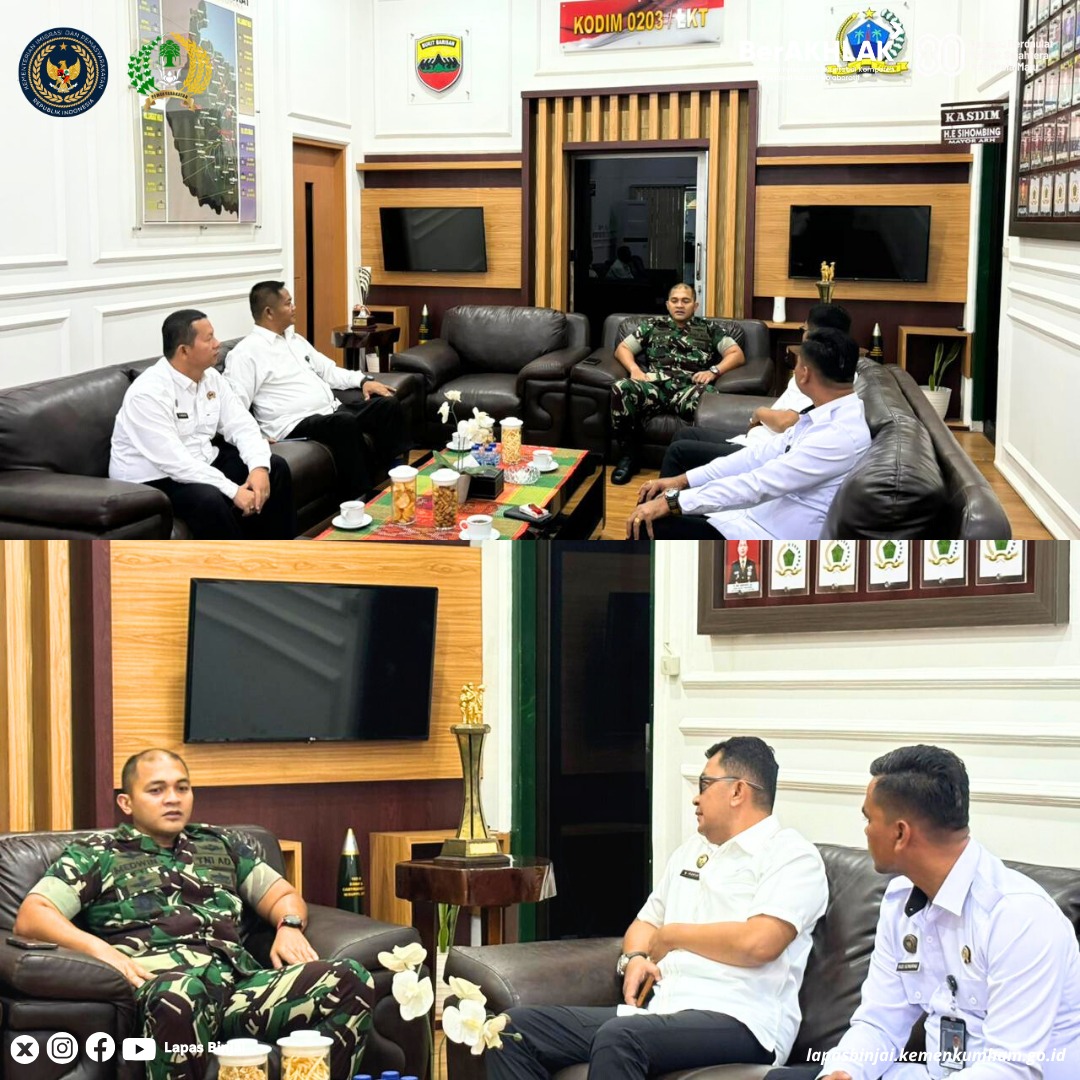 Kalapas Binjai Silaturahmi ke Kodim 0203/LKT Teguhkan Komitmen Bersama