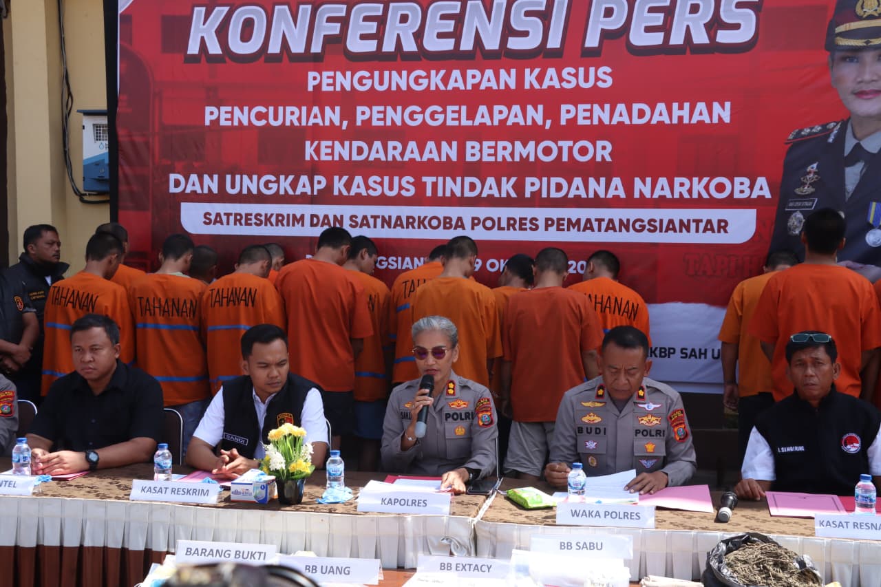 Polres Pematangsiantar Konferensi Pers Pengungkapan Kasus ,Pencurian,Penggelapan,Penadahan Ranmor dan Peredaran Narkoba