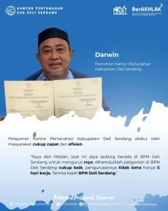 Sertipikat Rampung 5 Hari, Darwin Puji Pelayanan Cepat Kantor Pertanahan Deli Serdang