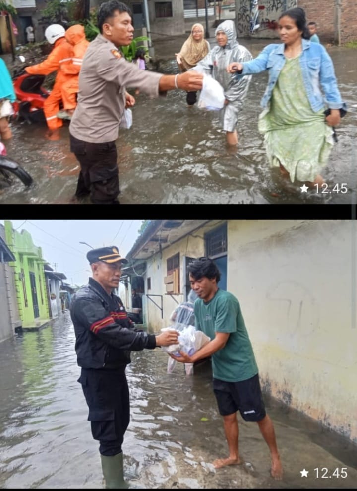 Polres Pelabuhan Belawan Beri Bantuan Kepada Masyarakat Yang Terdampak Banjir