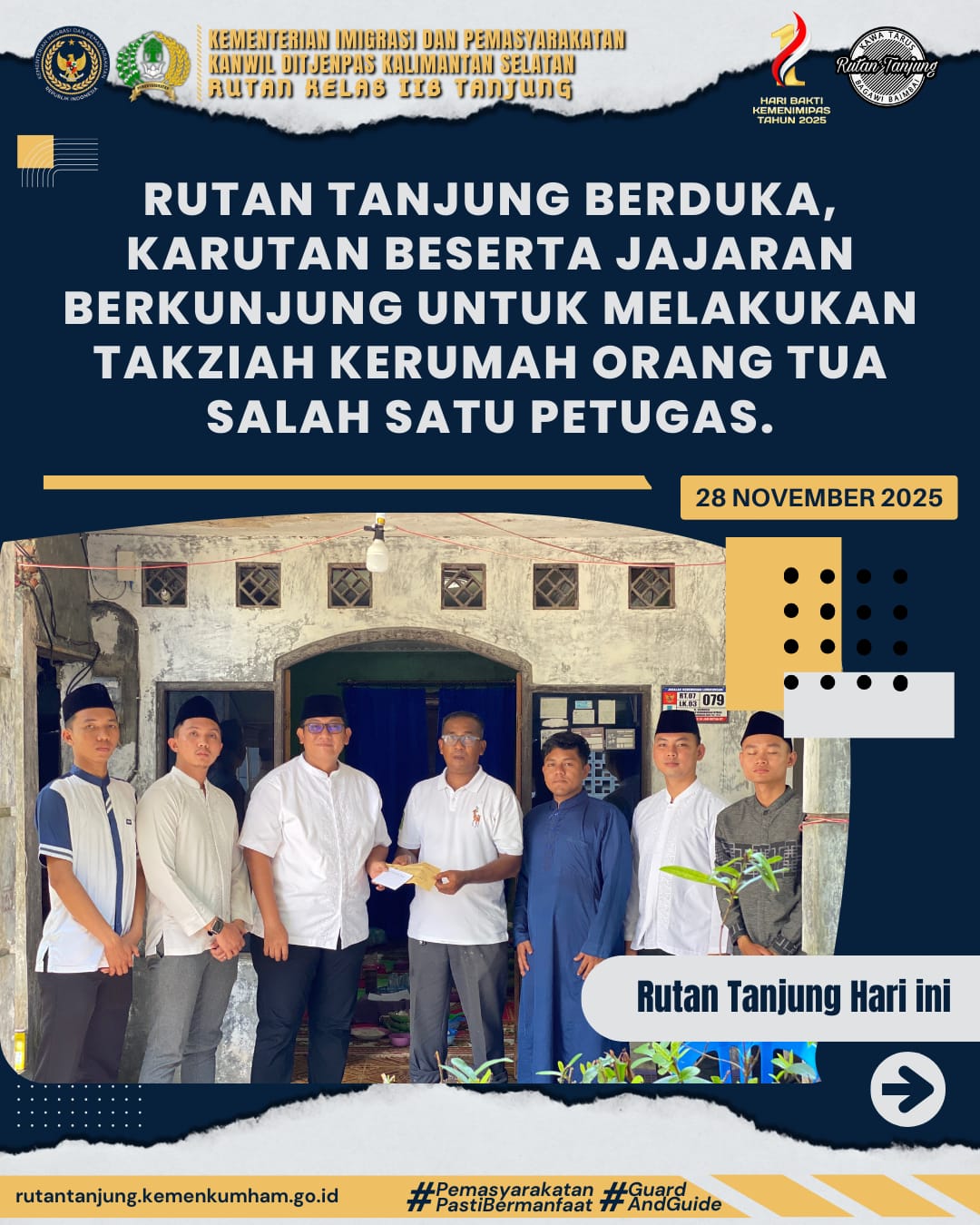 Rutan Tanjung Berduka, Karutan Beserta Jajaran Berkunjung Untuk Melakukan Takziah Kerumah Orang Tua Salah Satu Petugas