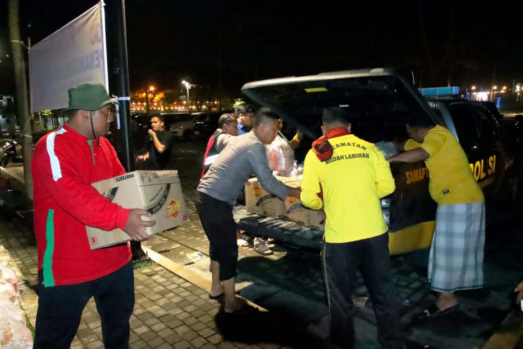 Polres Pelabuhan Belawan Dirikan Posko Bantuan Korban Banjir di Taman Warna-Warni Martubung