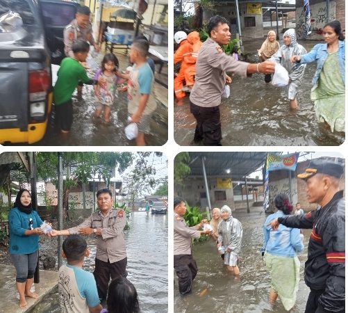 Polres Pelabuhan Belawan Pantau Situasi Banjir dan Salurkan Bantuan kepada Warga Terdampak