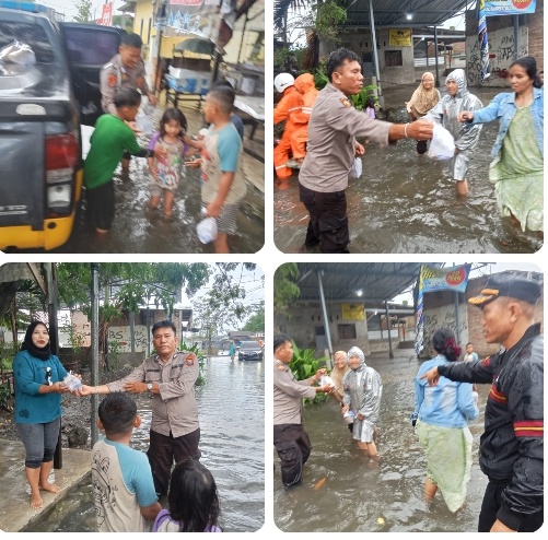 Polres Pelabuhan Belawan Pantau Situasi Banjir dan Salurkan Bantuan kepada Warga Terdampak