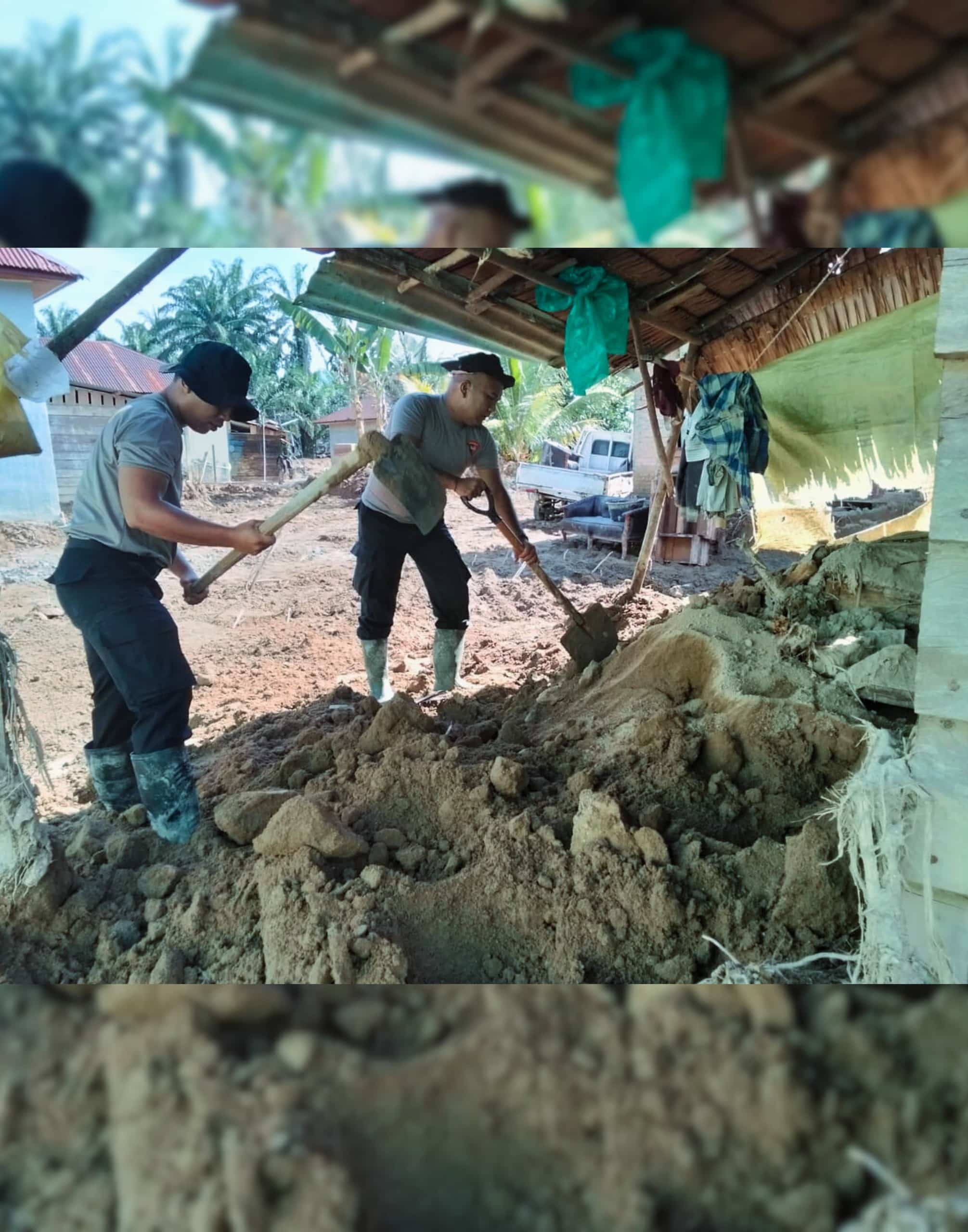 Brimob Batalyon C Pelopor dan TNI Gotong Royong Pulihkan Rumah Warga
