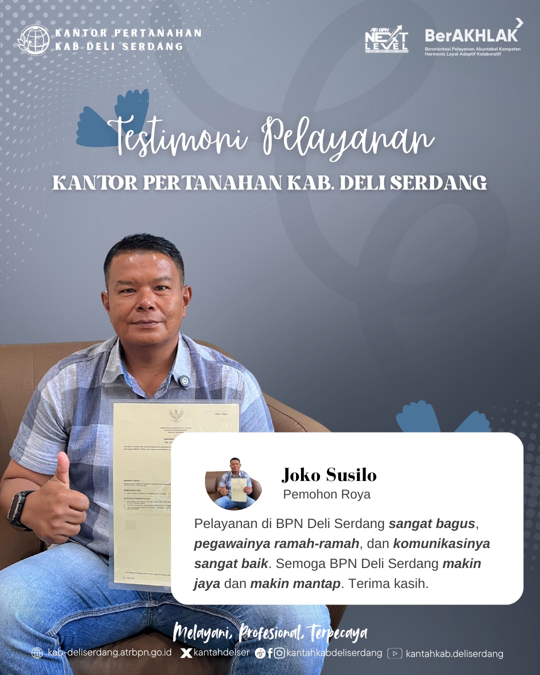 Pelayanan Prima Kantor Pertanahan Deli Serdang Tuai Apresiasi Warga