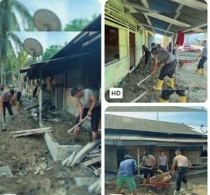 Masih Bertahan Hingga Kini, Polda Sumut Bantu Warga Bersihkan Rumah dari Lumpur Secara Bertahap