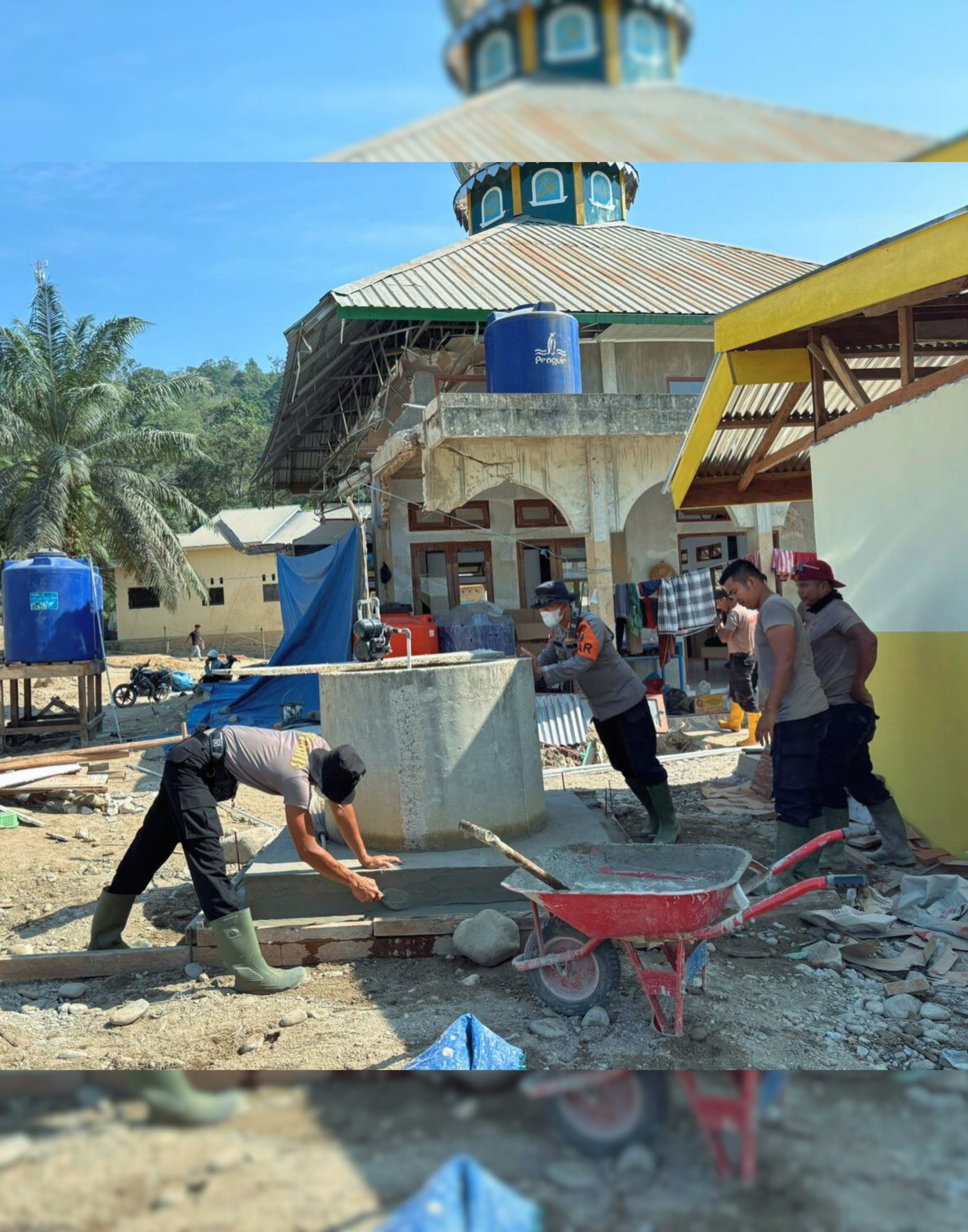 Gotong Royong Brimob Polda Sumut, Rumah Warga dan Sumur Masjid Aek Ngadol Mulai Pulih