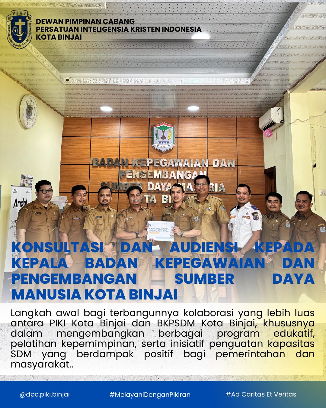 Silaturahmi dan Konsolidasi Organisasi DPC PIKI Binjai ke BKPSDM Kota Binjai berdiskusi tentang koordinasi sinergitas kemitraan kaum intelektual kedepannya.