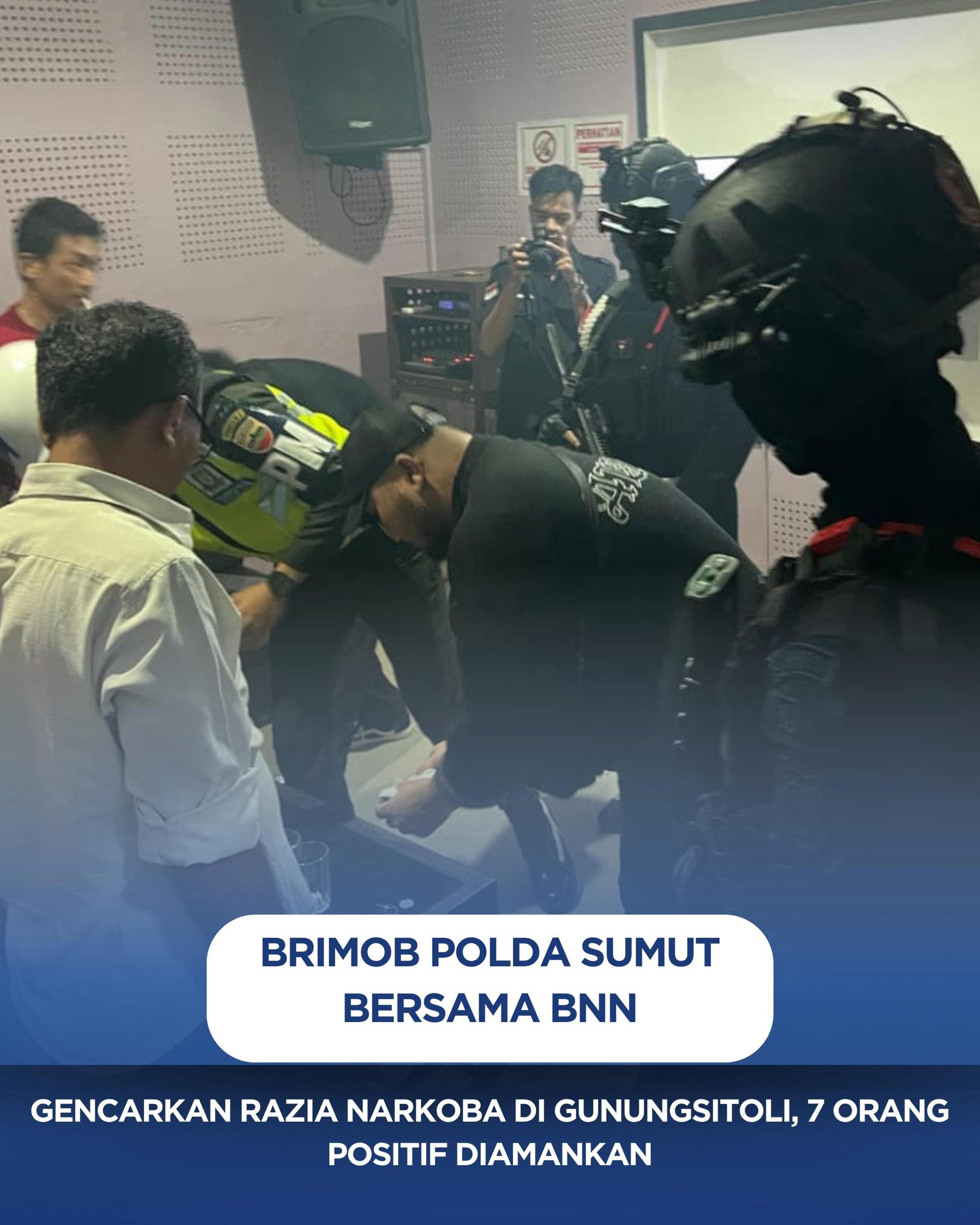 Brimob Polda Sumut Bersama BNN Gencarkan Razia Narkoba di Gunungsitoli, 7 Orang Positif Diamankan