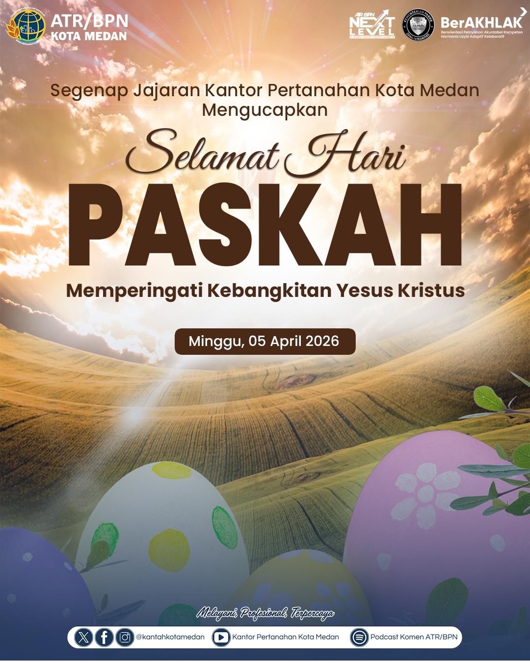 Kantor Pertanahan Kota Medan Ucapkan Selamat Hari Paskah