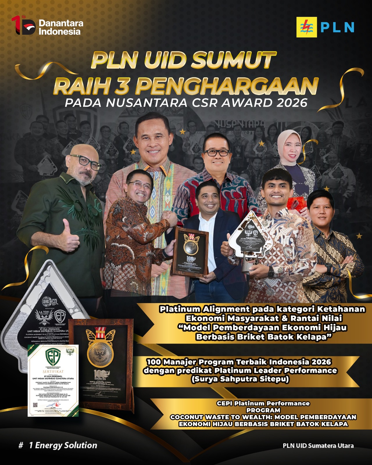 PLN UID Sumatera Utara Raih 3 Penghargaan di Nusantara CSR Awards 2026, Perkuat Ekonomi