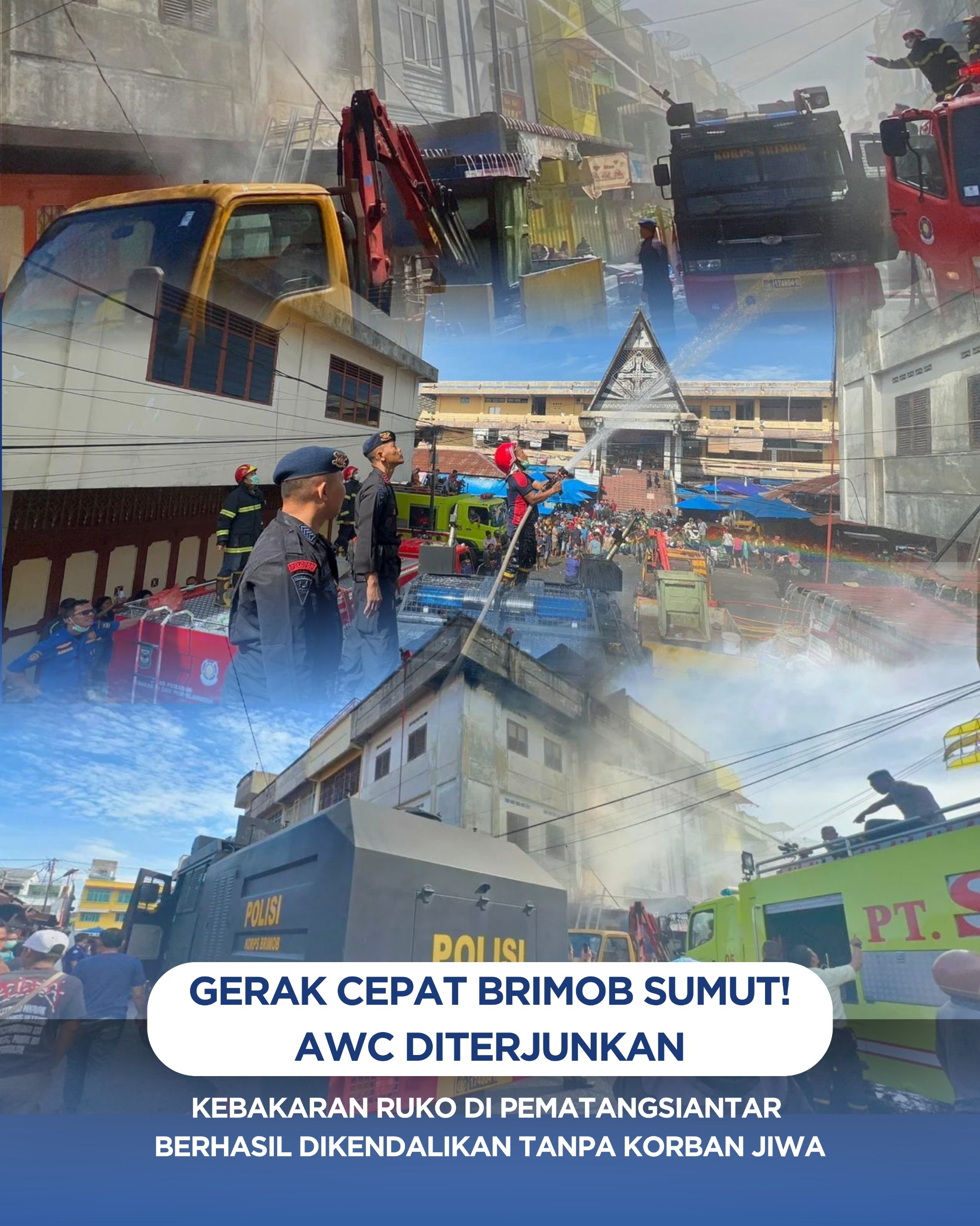 Gerak Cepat Brimob Sumut! AWC Diterjunkan, Kebakaran Ruko di Pematangsiantar Berhasil Dikendalikan Tanpa Korban Jiwa