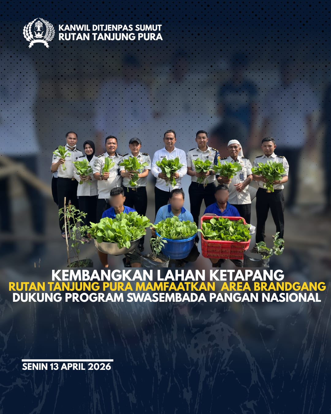 Rutan Tanjung Pura Optimalkan Lahan Ketapang dan Brandgang, Dukung Swasembada Pangan Nasional