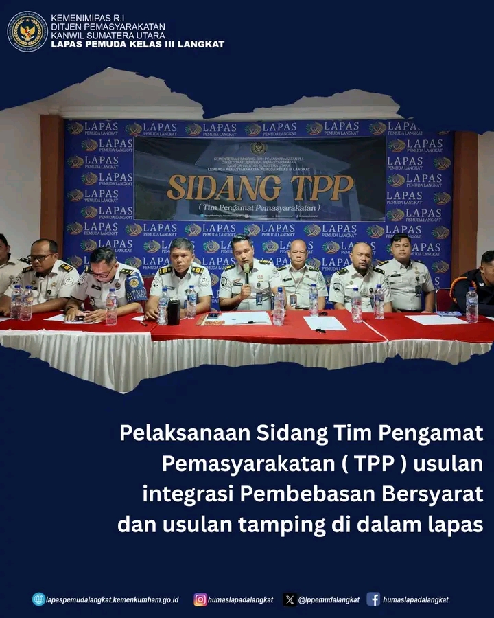 Lapas Pemuda Langkat Gelar Sidang TPP Usulan Integrasi Pembebasan Bersyarat dan usulan Tamping