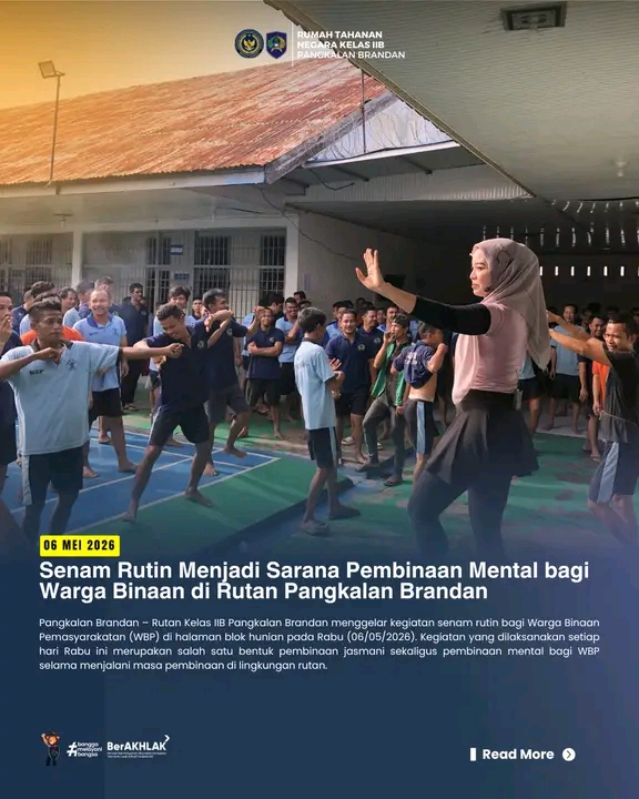 Senam Rutin Menjadi Sarana Pembinaan Mental bagi Warga Binaan di Rutan Pangkalan Brandan