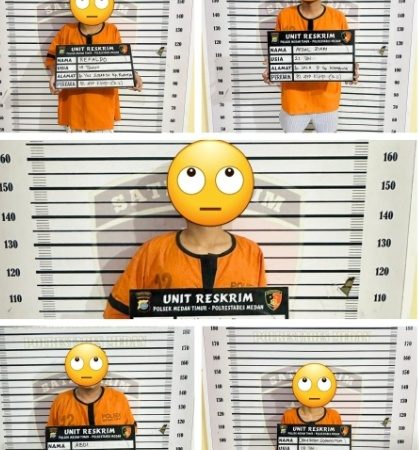 Unit Opsnal Reskrim Polsek Medan Timur Ciduk 4 Orang Pelaku Curas dan 1 Orang Penadah.