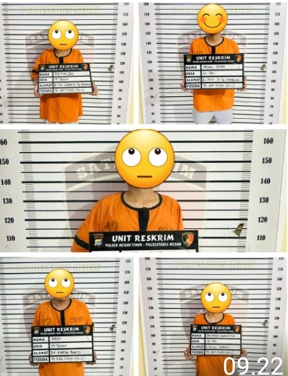 Unit Opsnal Reskrim Polsek Medan Timur Ciduk 4 Orang Pelaku Curas dan 1 Orang Penadah.